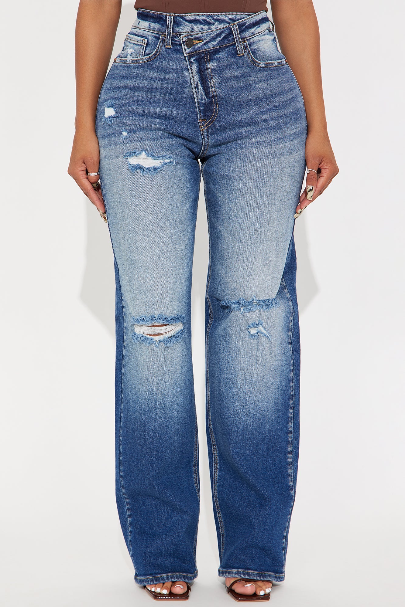 Simply Iconic Crossover Straight Leg Jeans - Dark Wash