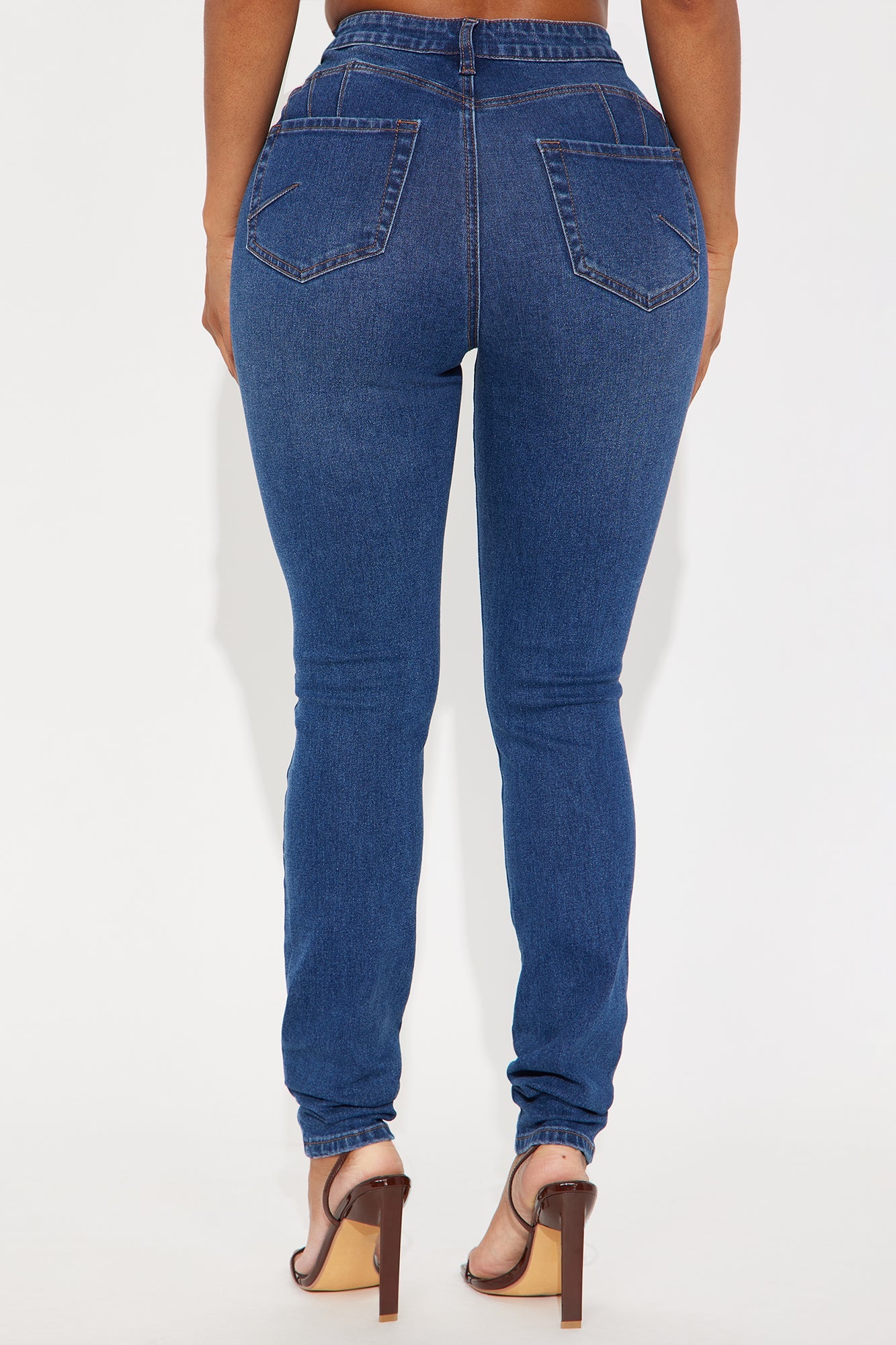 Tall Bedford Booty Sculpting Distressed High Rise Stretch Skinny Jeans - Dark Wash