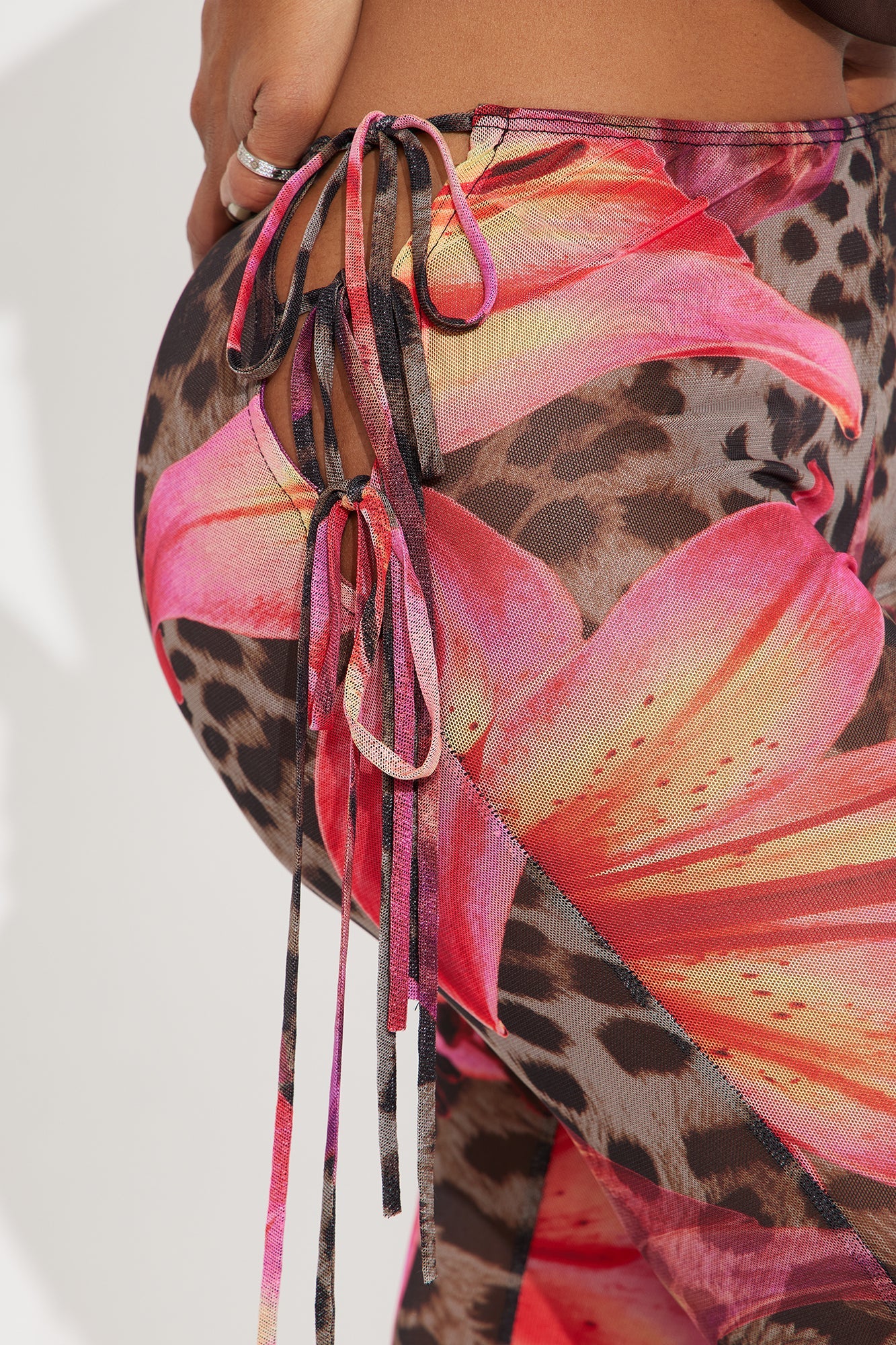 Itati Leopard Mesh Flare Pant - Brown/combo