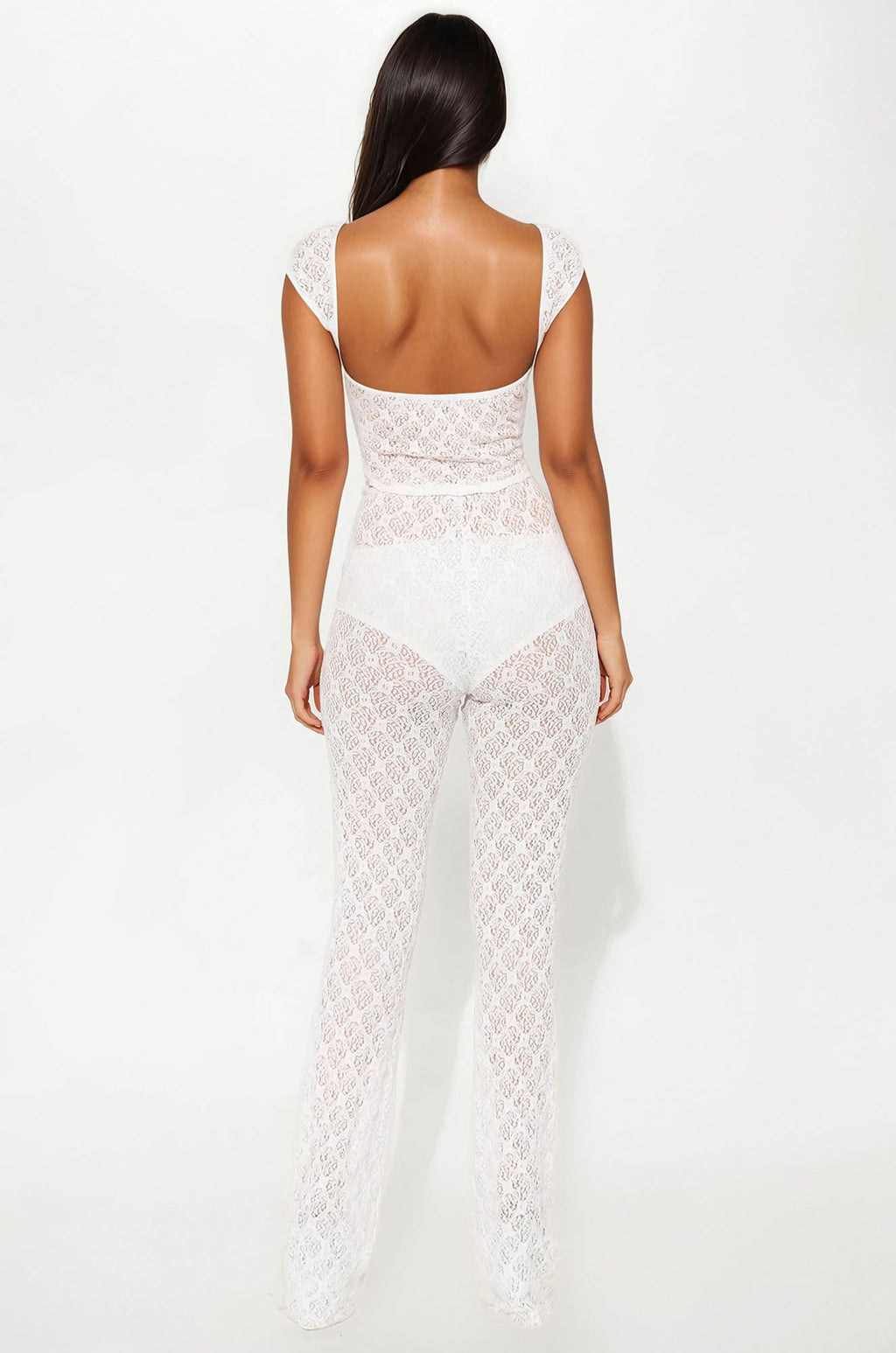 Sasha Lace Straight Leg Pant Set - White