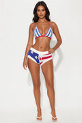 Star Spangled Baddie Crochet Mirco Short Set - Red/combo