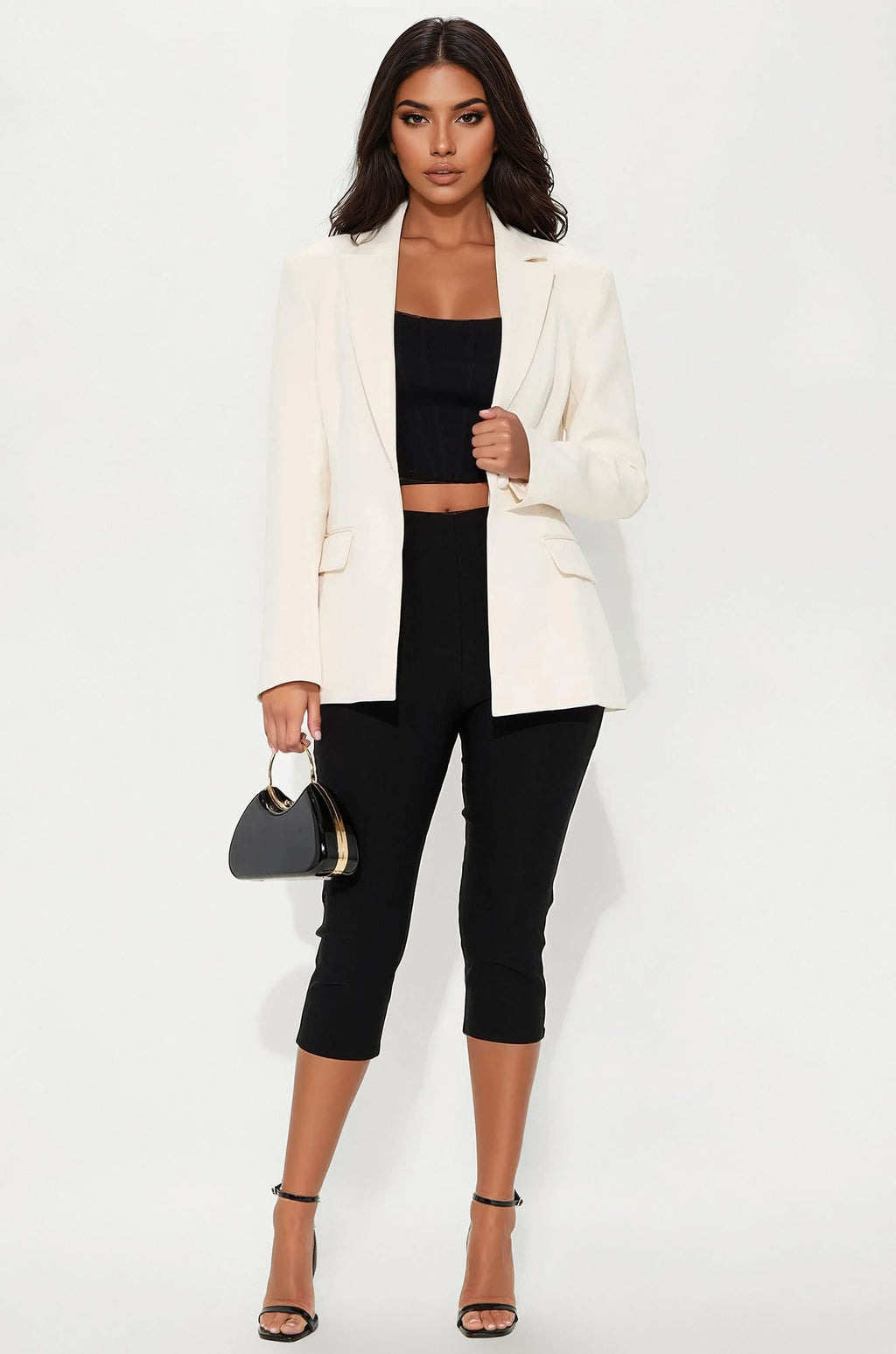Hailey Hourglass Fitted Blazer - Cream