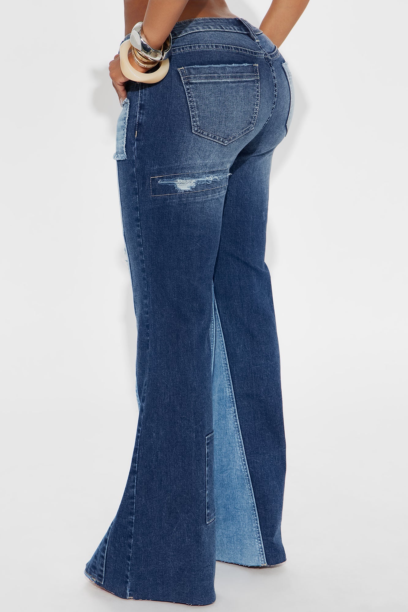 Free Style Low Rise Flare Jeans - Medium Wash