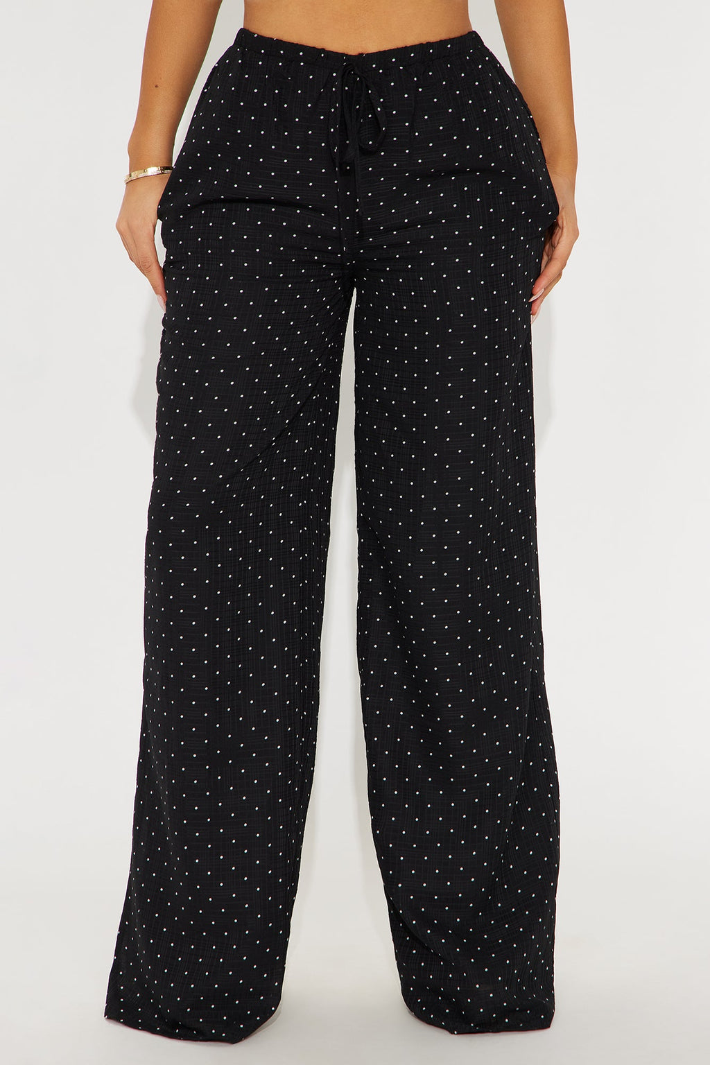 On My Way Polka Dot Wide Leg Pant - Black