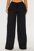 On My Way Polka Dot Wide Leg Pant - Black