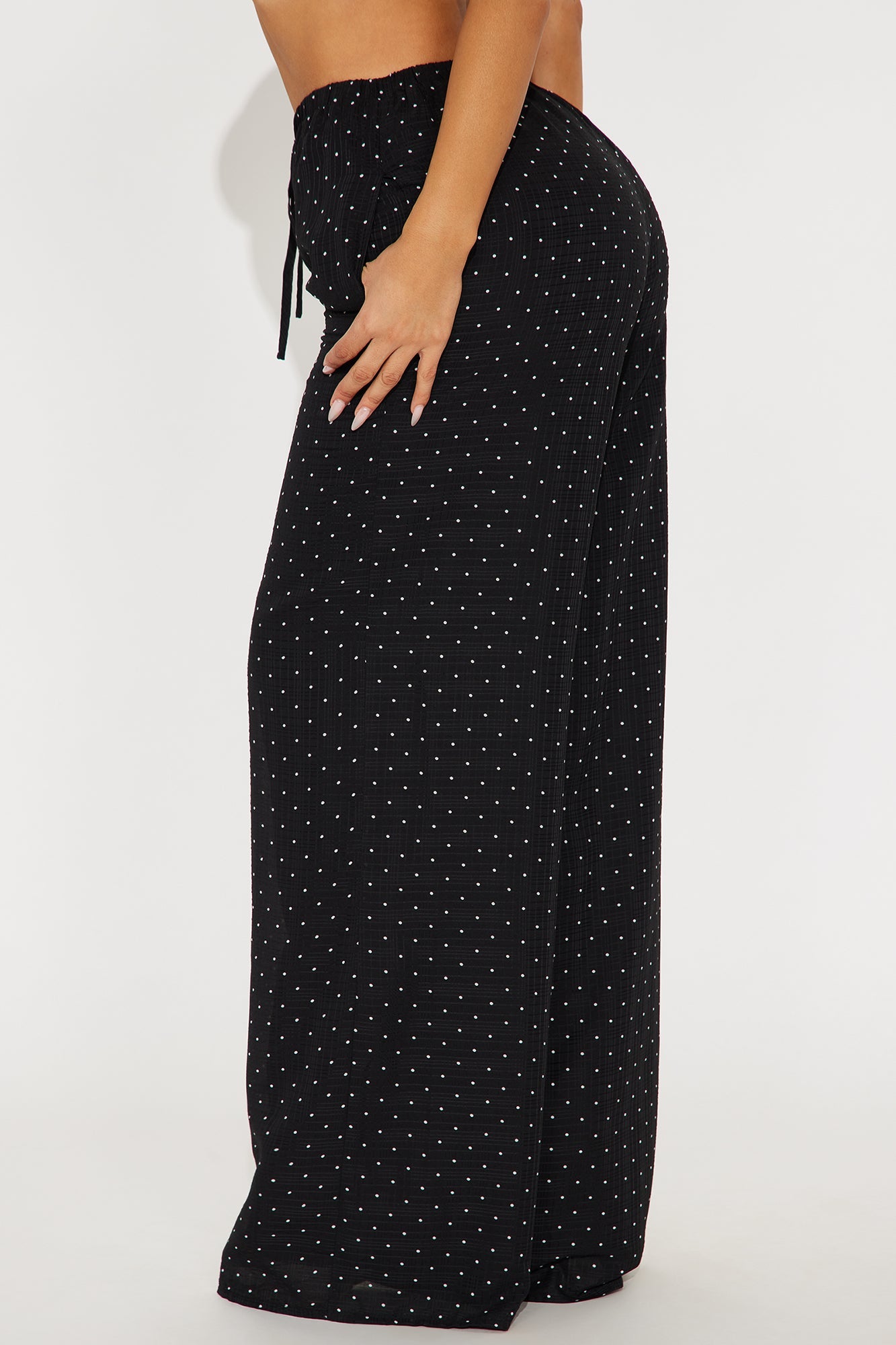 On My Way Polka Dot Wide Leg Pant - Black