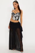Midnight In Mykonos Sheer Mesh Maxi Skirt - Black