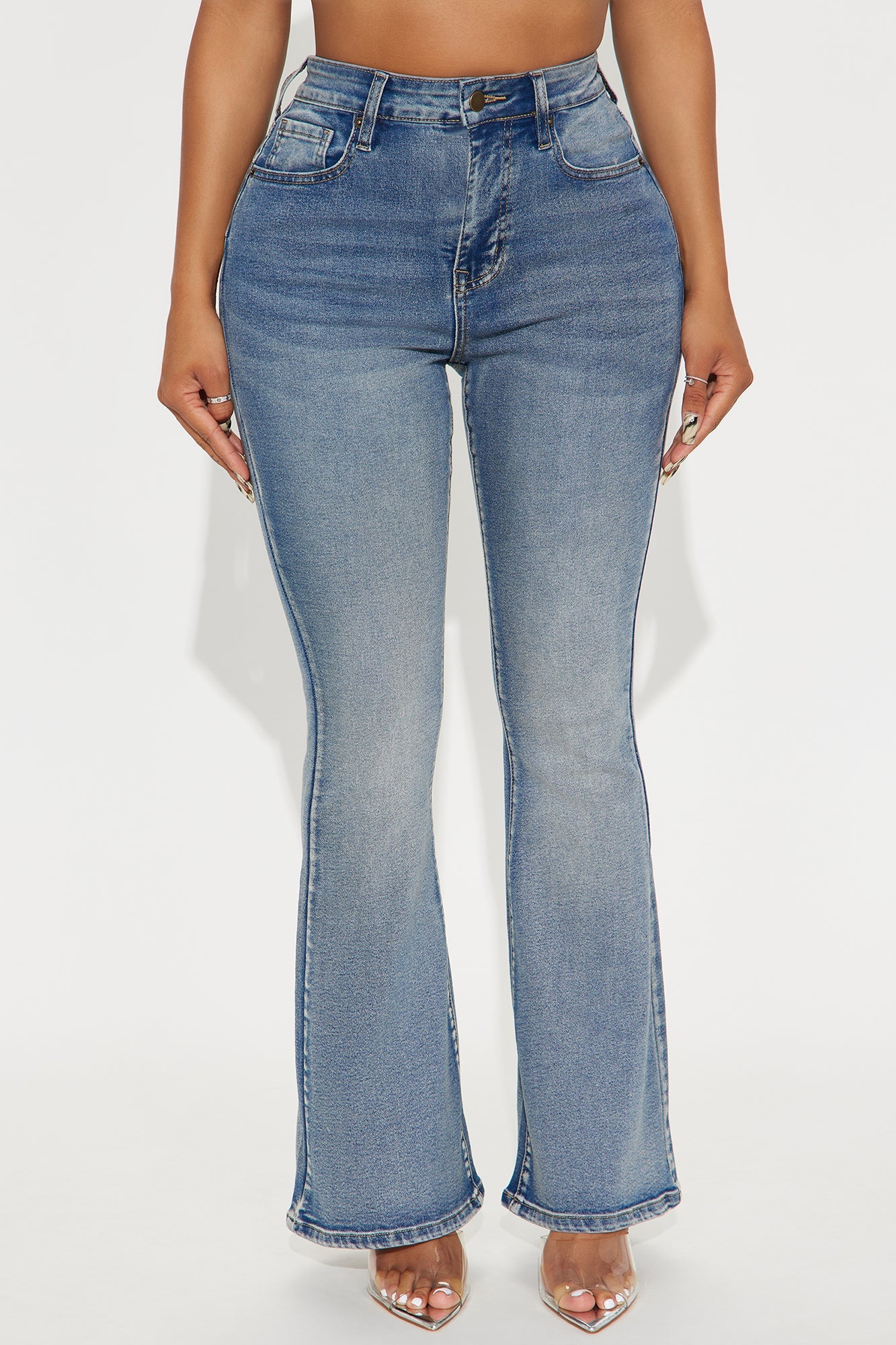 Petite Gemma Sculpting Stretch Flare Jeans - Vintage Wash