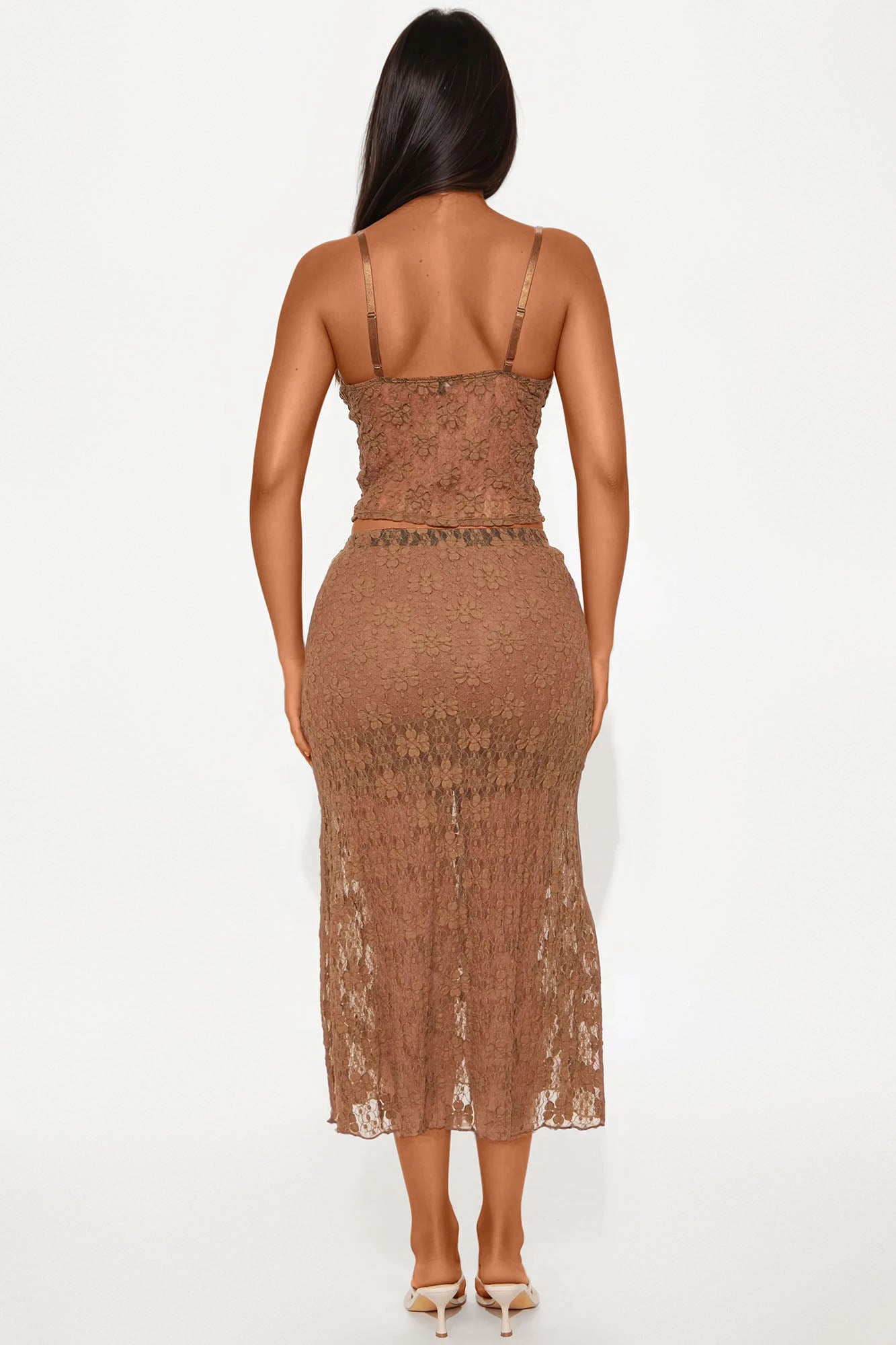 Anaisha Lace Maxi Skirt Set - Mocha