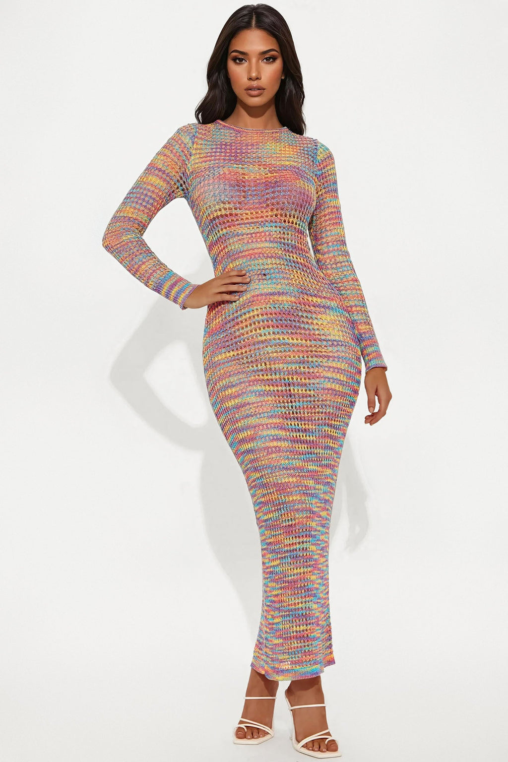 Corrina Crochet Maxi Dress - Purple/combo