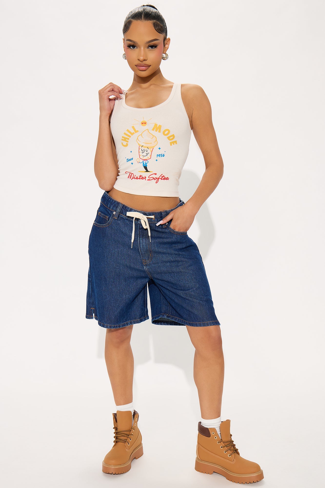 Ebb And Flow Drapey Denim Shorts - Dark Wash