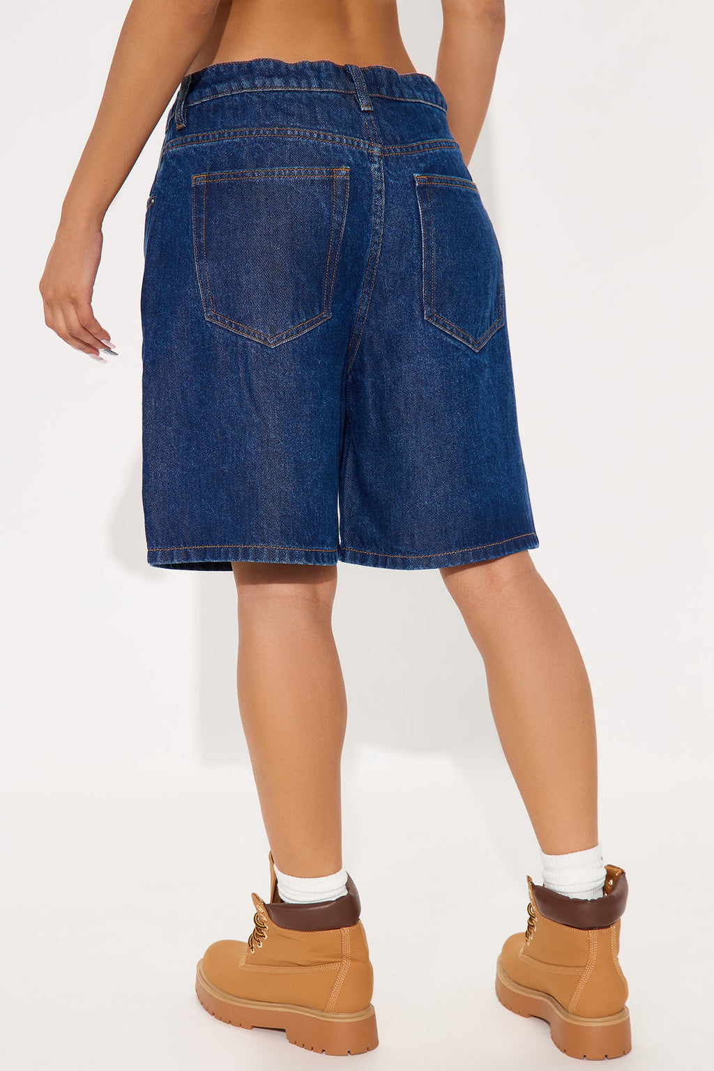 Ebb And Flow Drapey Denim Shorts - Dark Wash