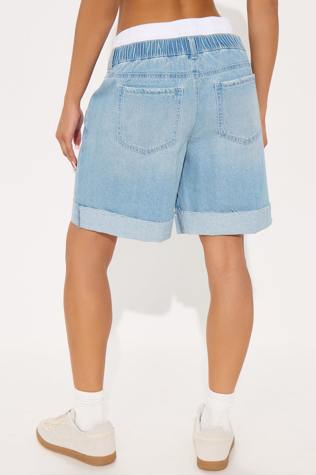 Don't Blame Me Double Waist Denim Bermuda Short - Light Wash