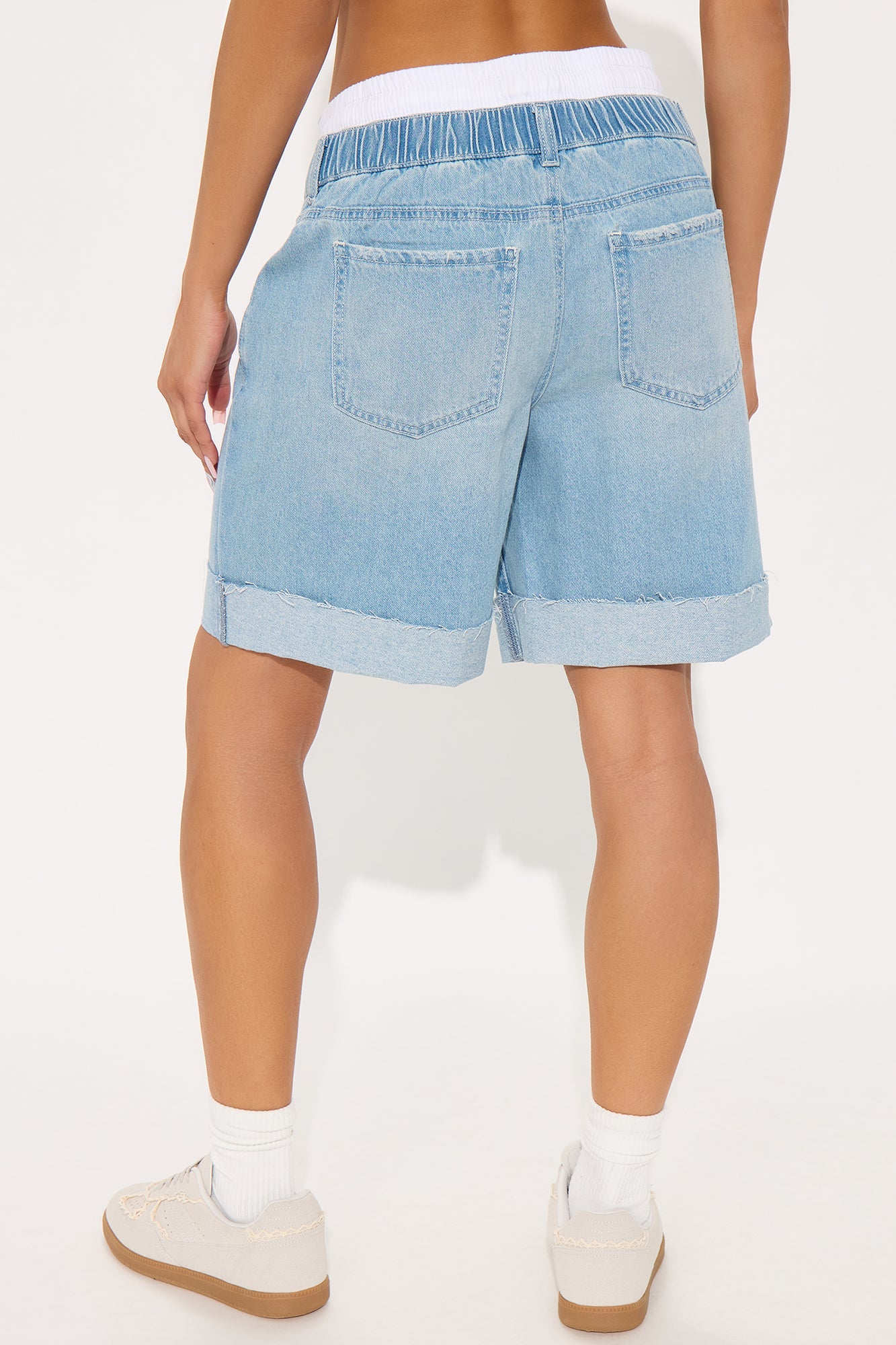 Don't Blame Me Double Waist Denim Bermuda Short - Light Wash