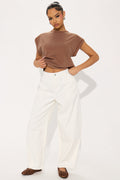 Myka Wide Leg Twill Barrel Pant - White