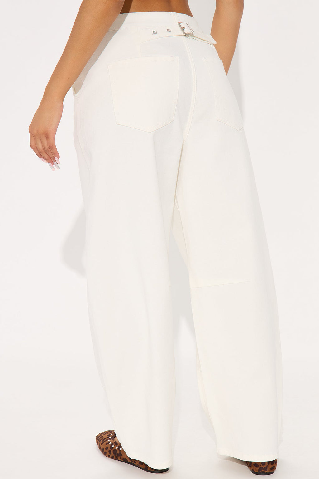 Myka Wide Leg Twill Barrel Pant - White