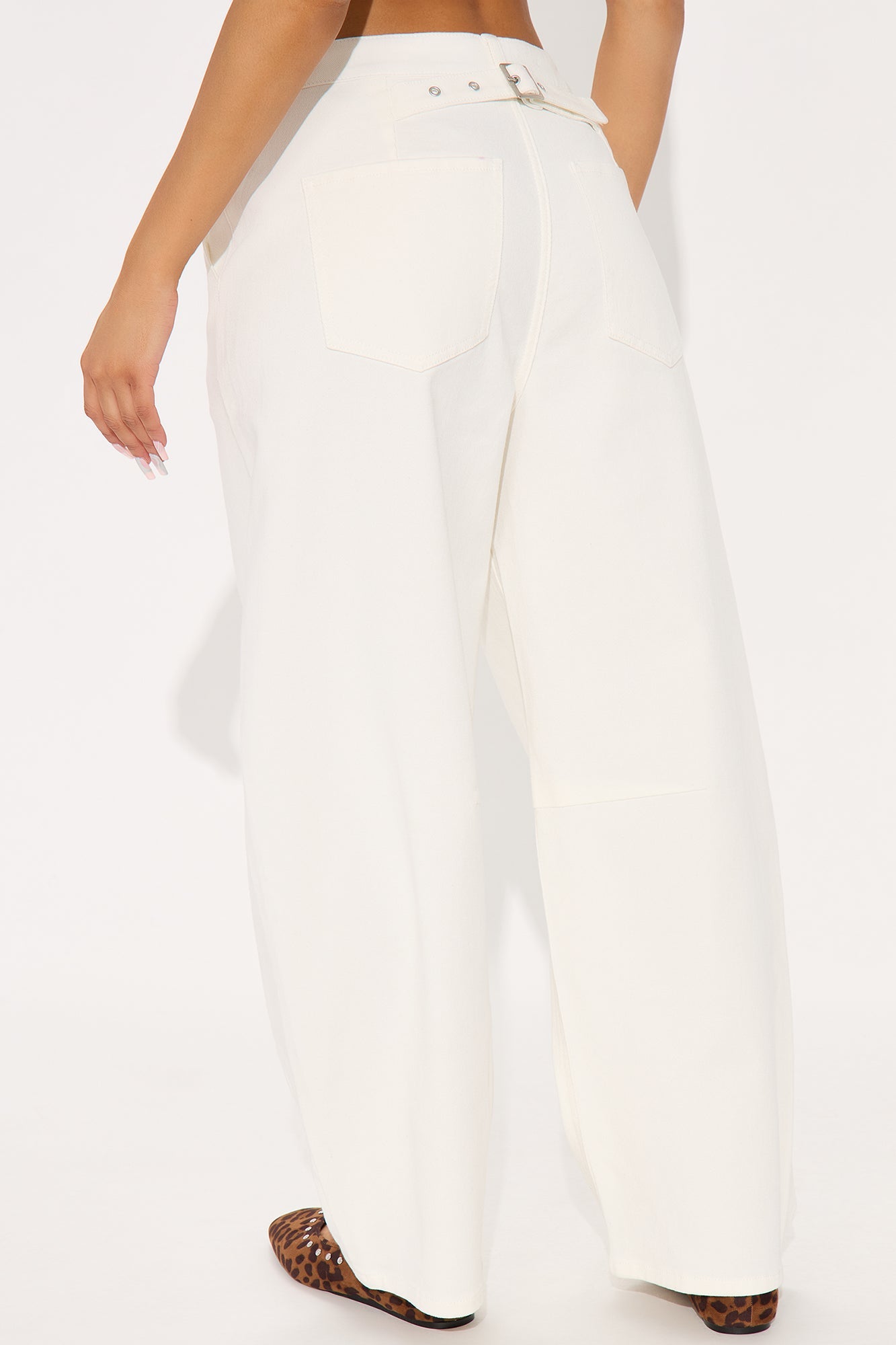 Myka Wide Leg Twill Barrel Pant - White