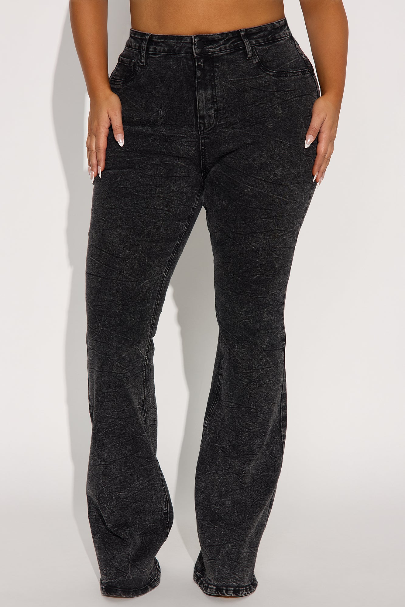Tall Audrey Booty Lifting Stretch Flare Jeans - Acid Wash Black