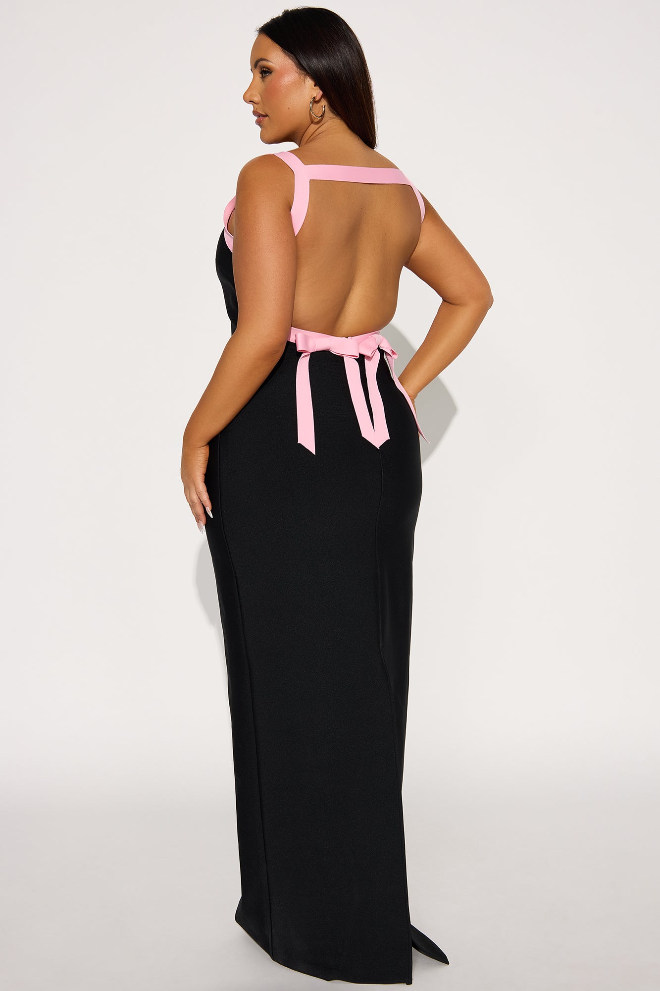 Wine And Dine Bandage Maxi Dress - Black/Pink