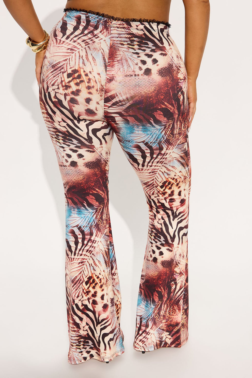Feline Behavior Leopard Flare Pant - Blue/combo