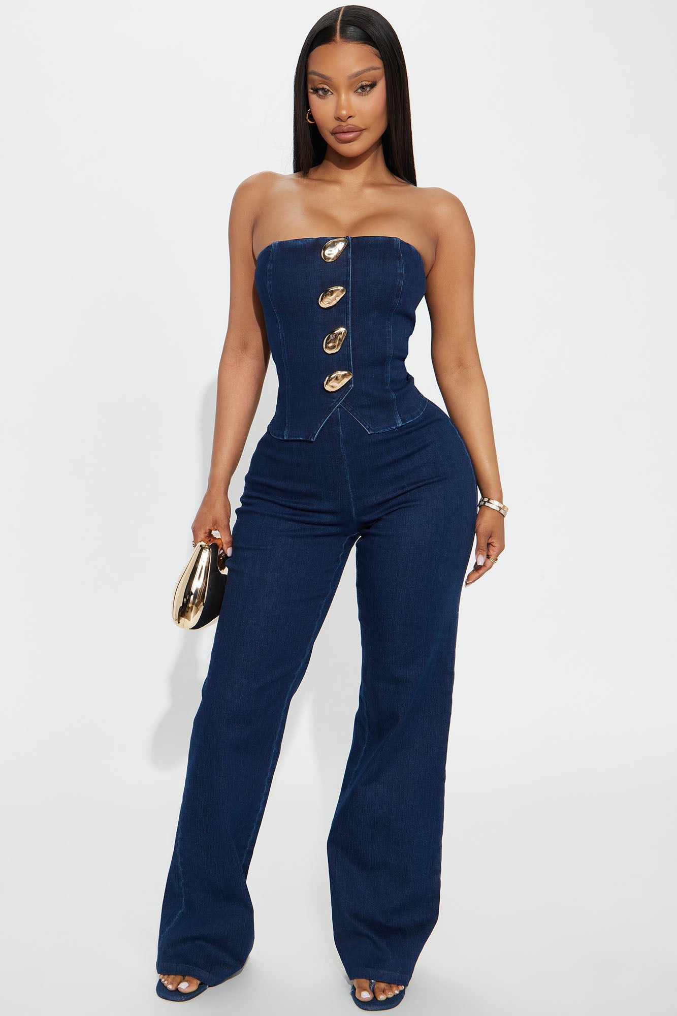 In Your Dreams Denim Pant Set - Dark Denim