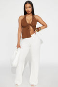 Live In Style Crochet Straight Leg Pant - White