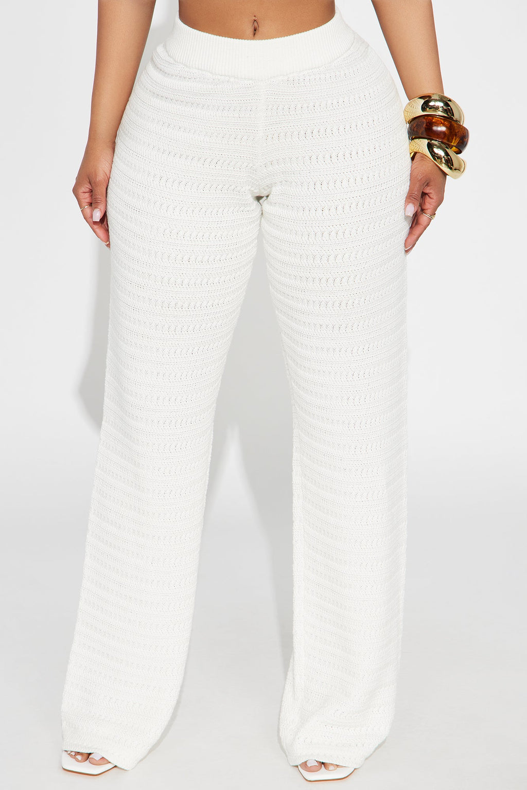 Live In Style Crochet Straight Leg Pant - White