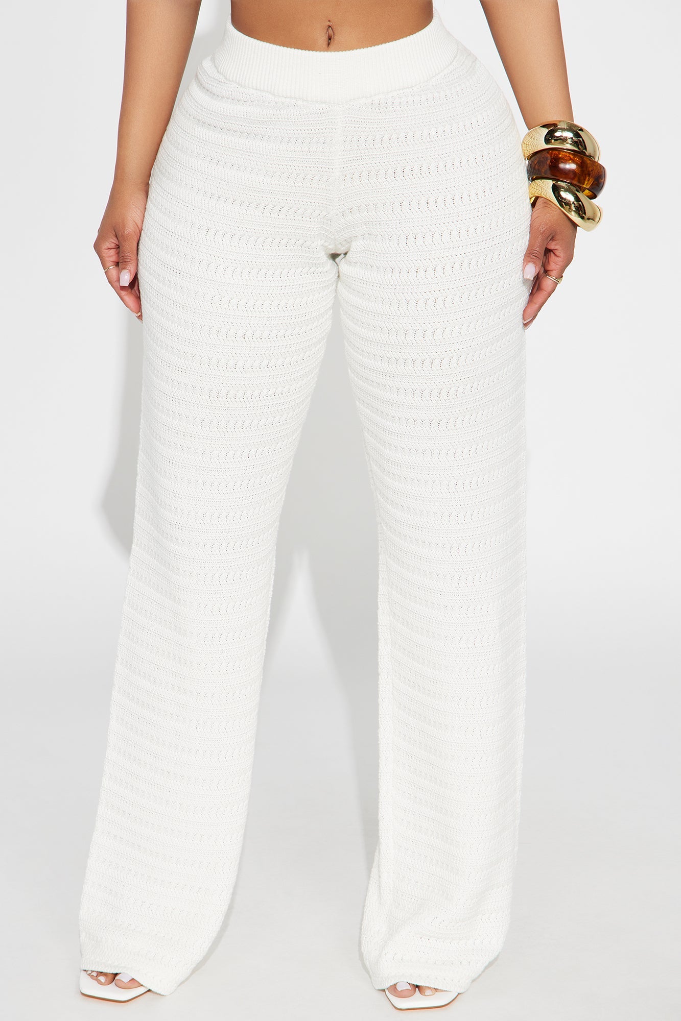 Live In Style Crochet Straight Leg Pant - White