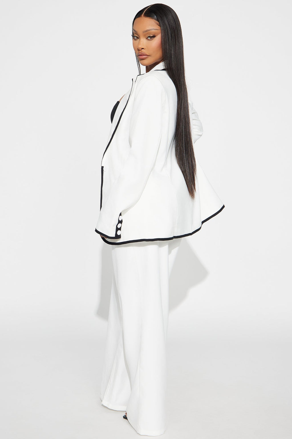 French Affair Blazer Pant Set - White/Black