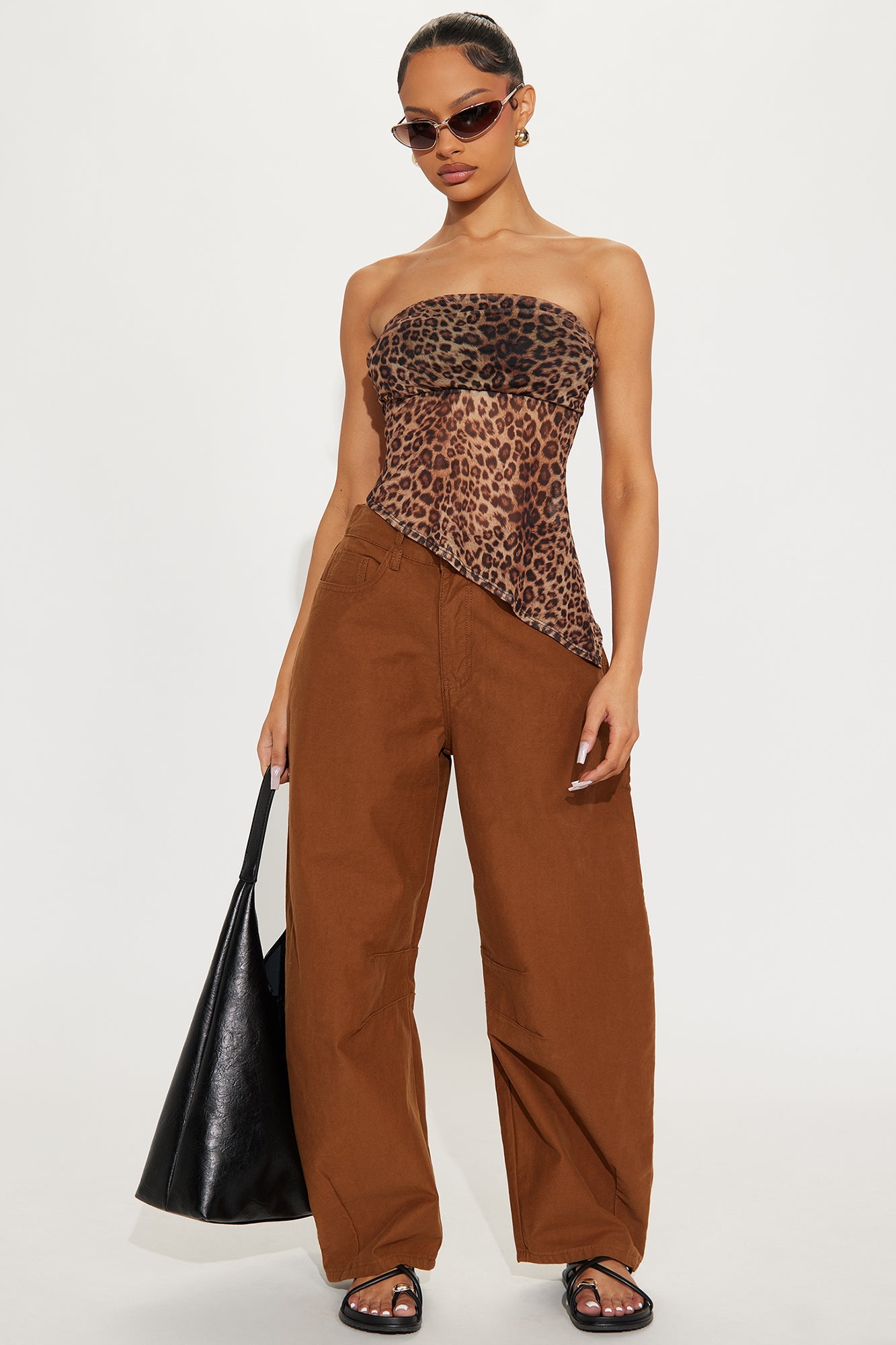 Can You Believe Twill Wide Leg Barrel Pant - Mocha