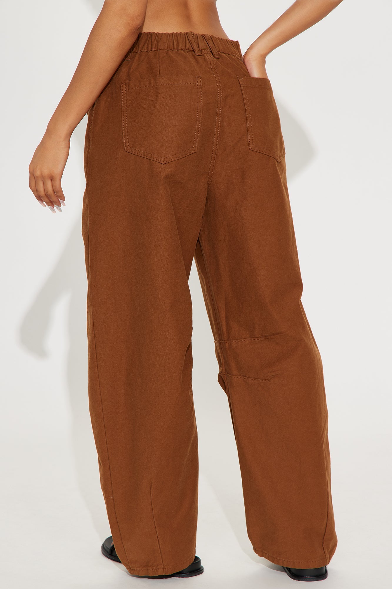 Can You Believe Twill Wide Leg Barrel Pant - Mocha