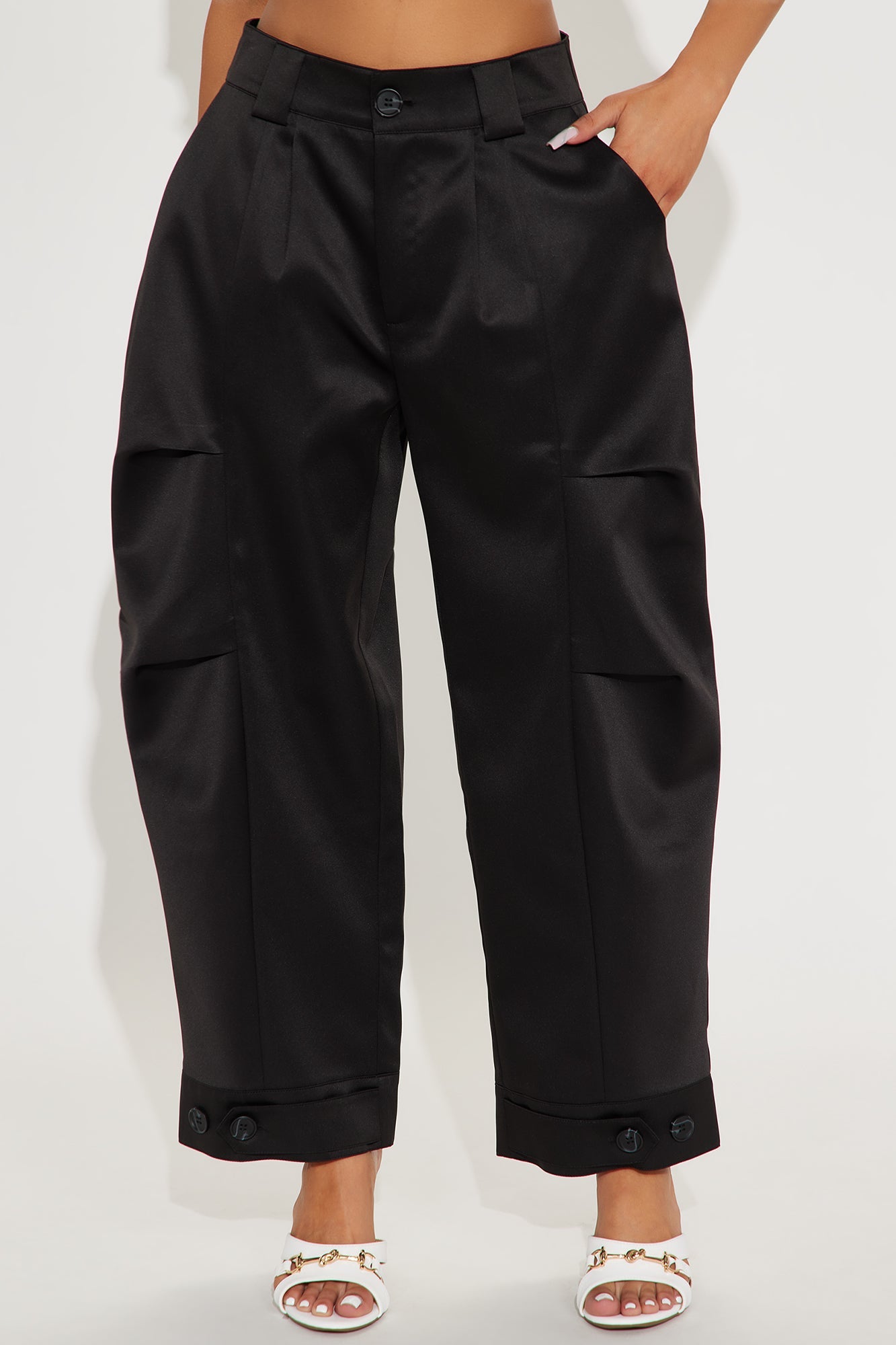Kayla Barrel Leg Pant - Black