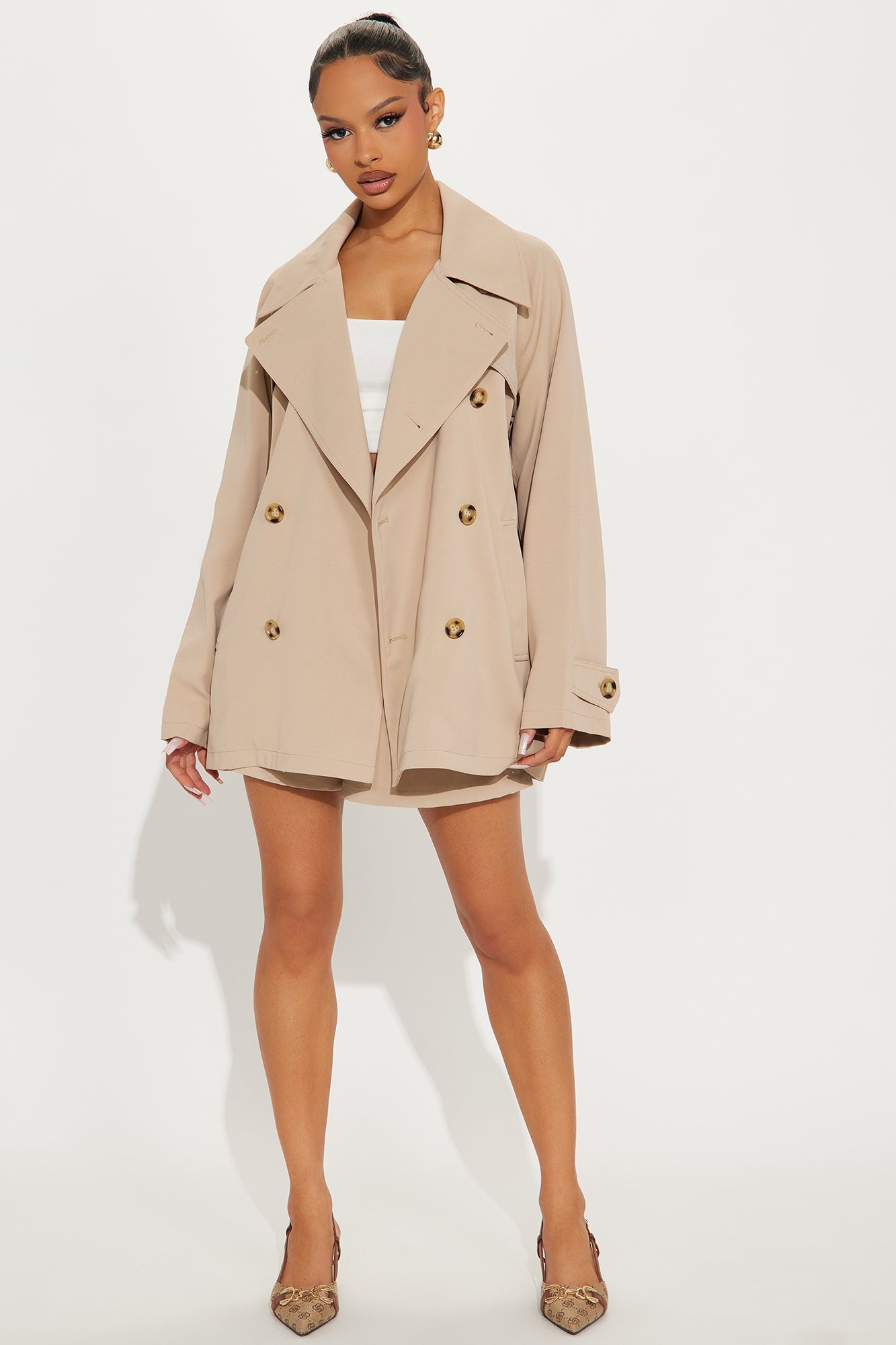 Matilda Double-Breasted Trench Coat - Tan
