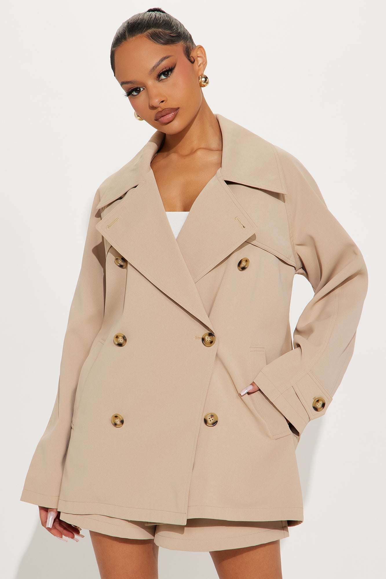 Matilda Double-Breasted Trench Coat - Tan