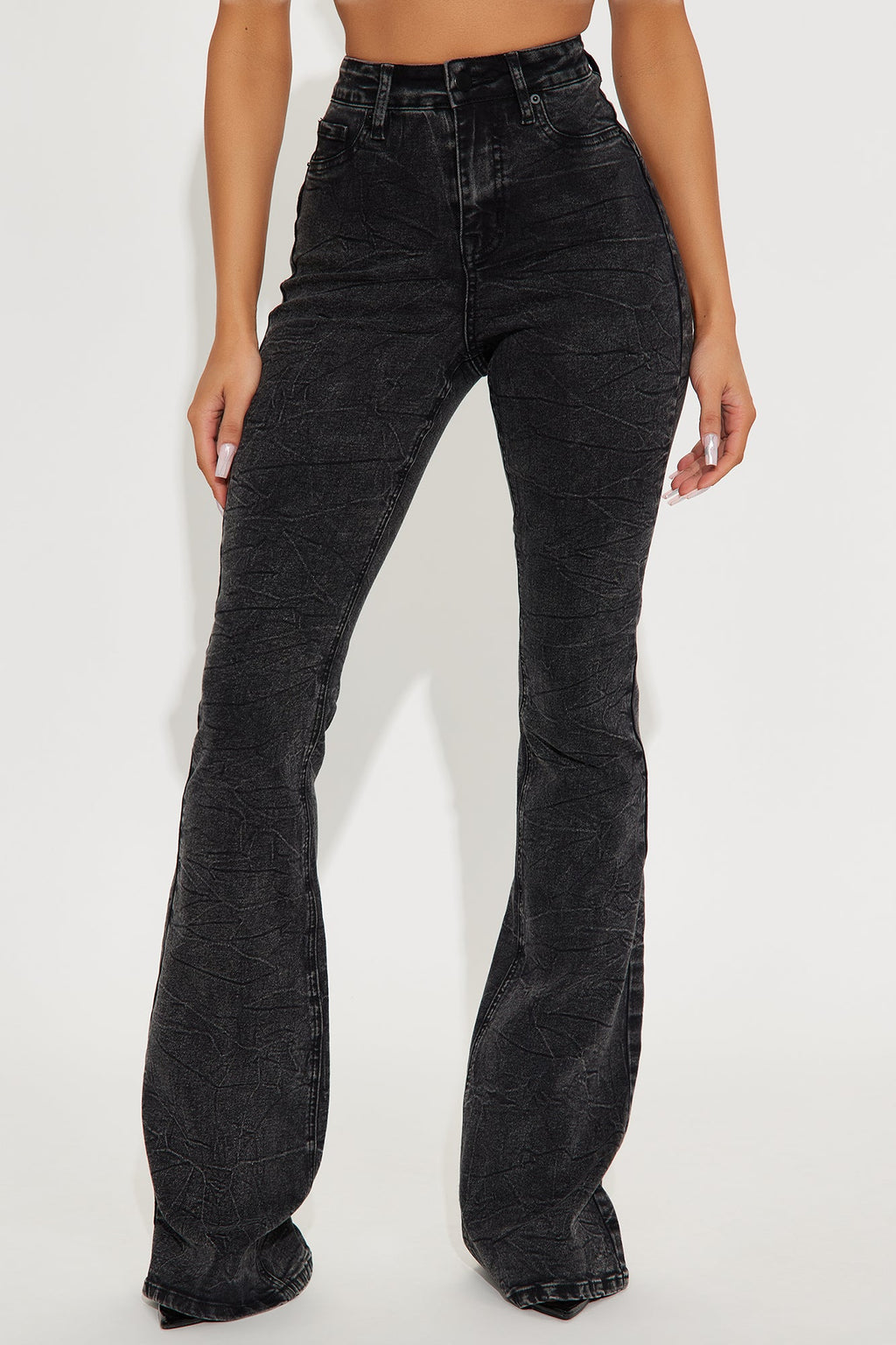 Tall Audrey Booty Lifting Stretch Flare Jeans - Acid Wash Black