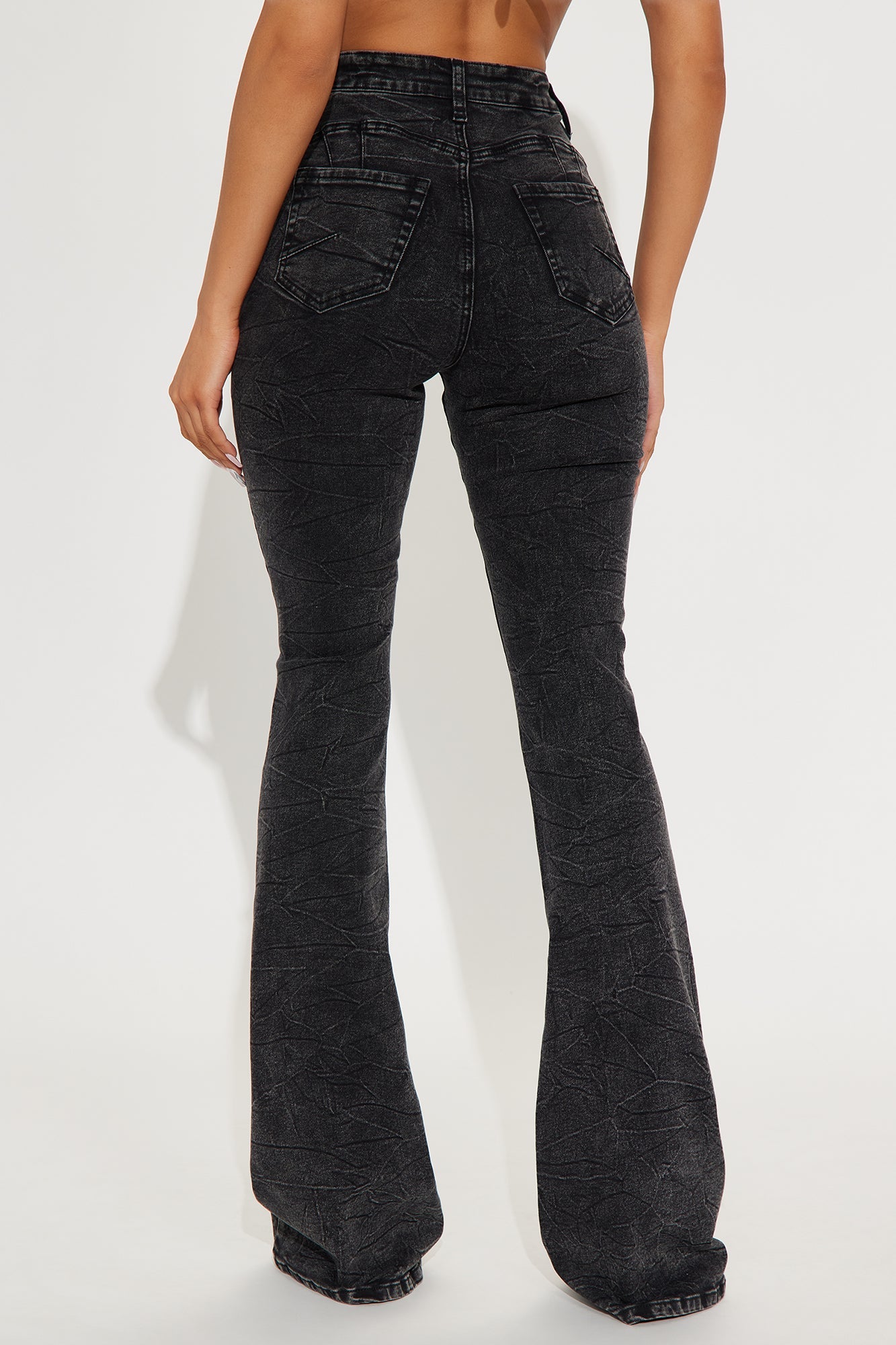 Tall Audrey Booty Lifting Stretch Flare Jeans - Acid Wash Black