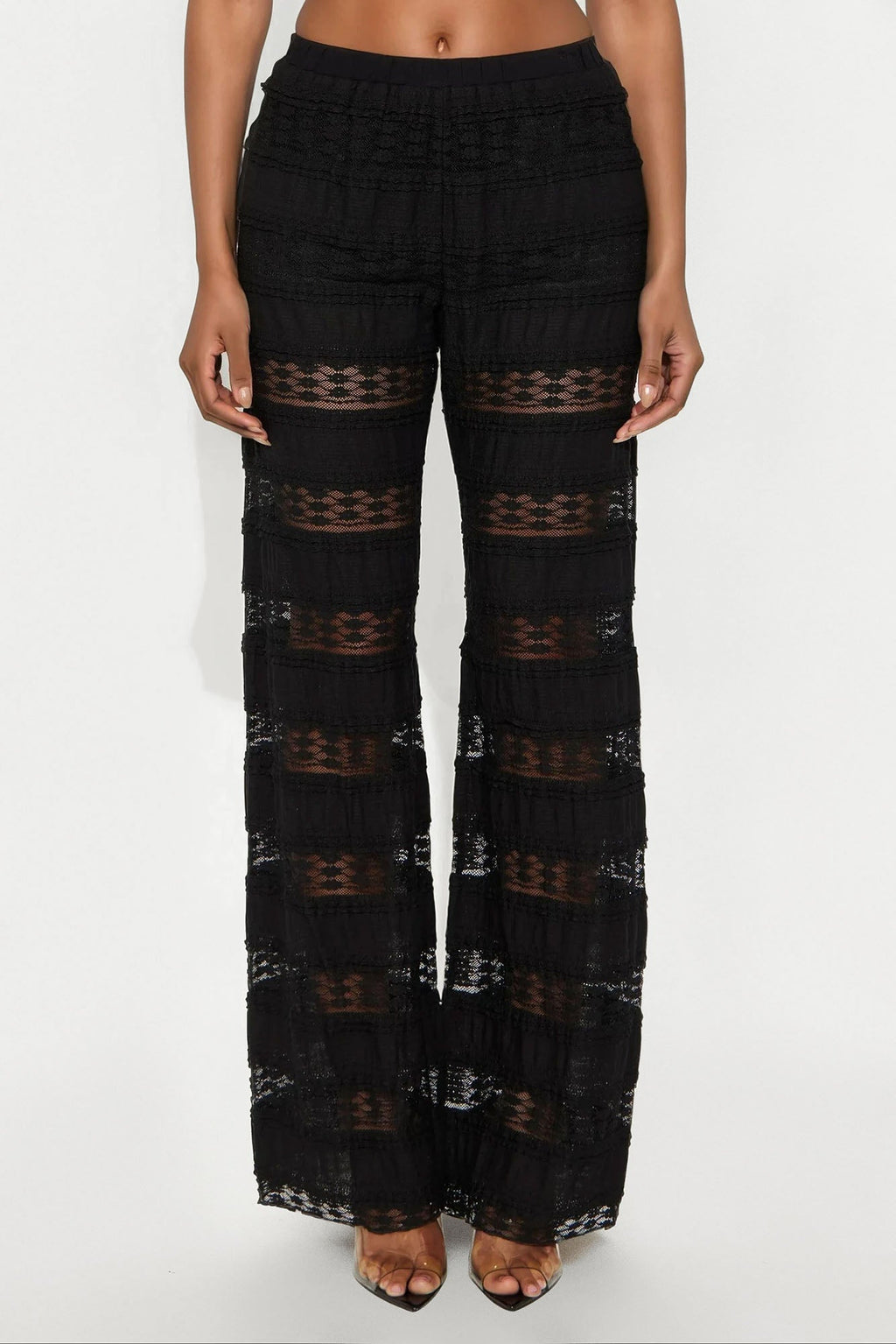 Draped In Lace Straight Leg Pant - Black