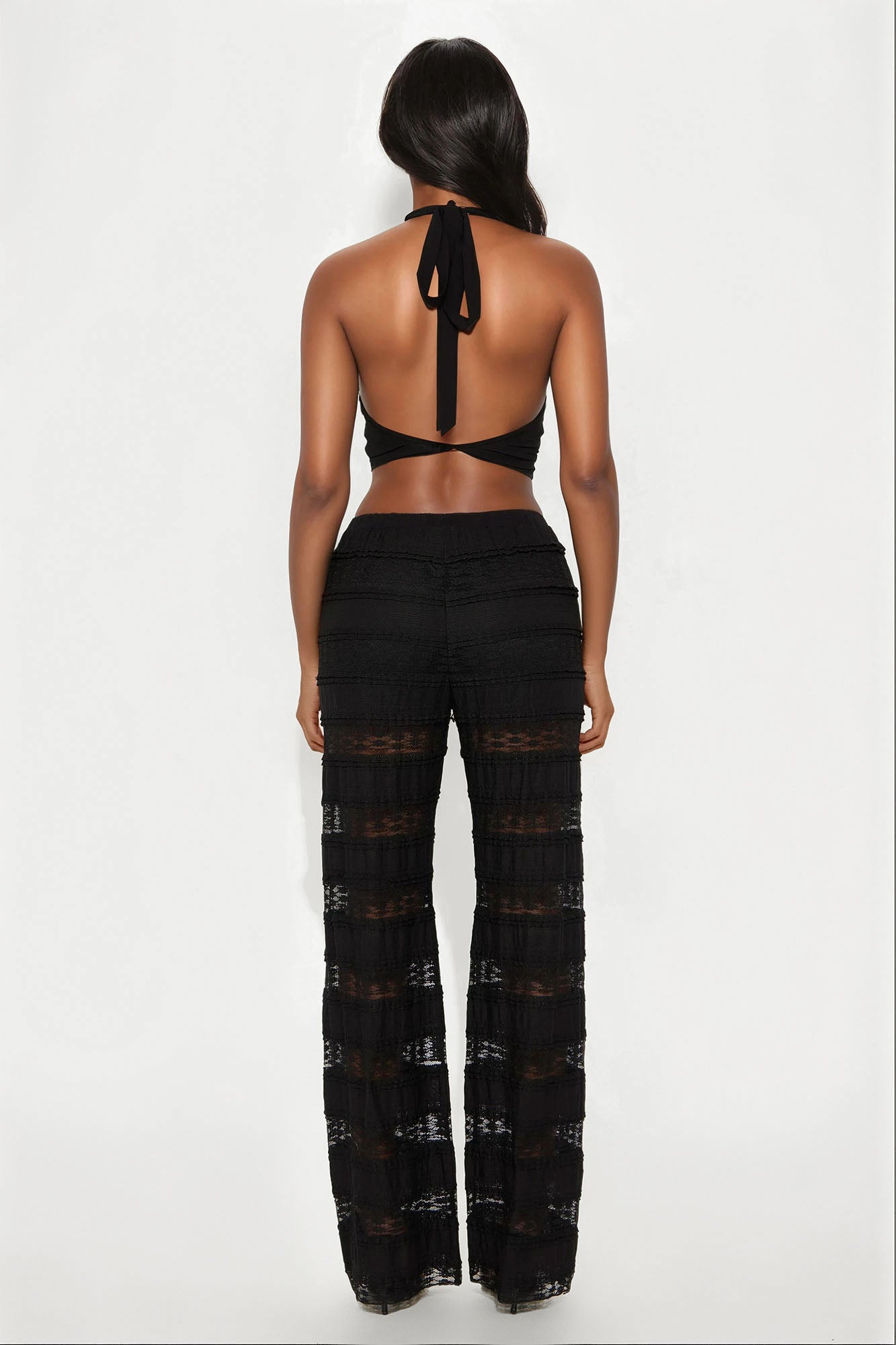 Draped In Lace Straight Leg Pant - Black