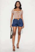 The Bees Knees Bloomer Denim Shorts - Dark Wash