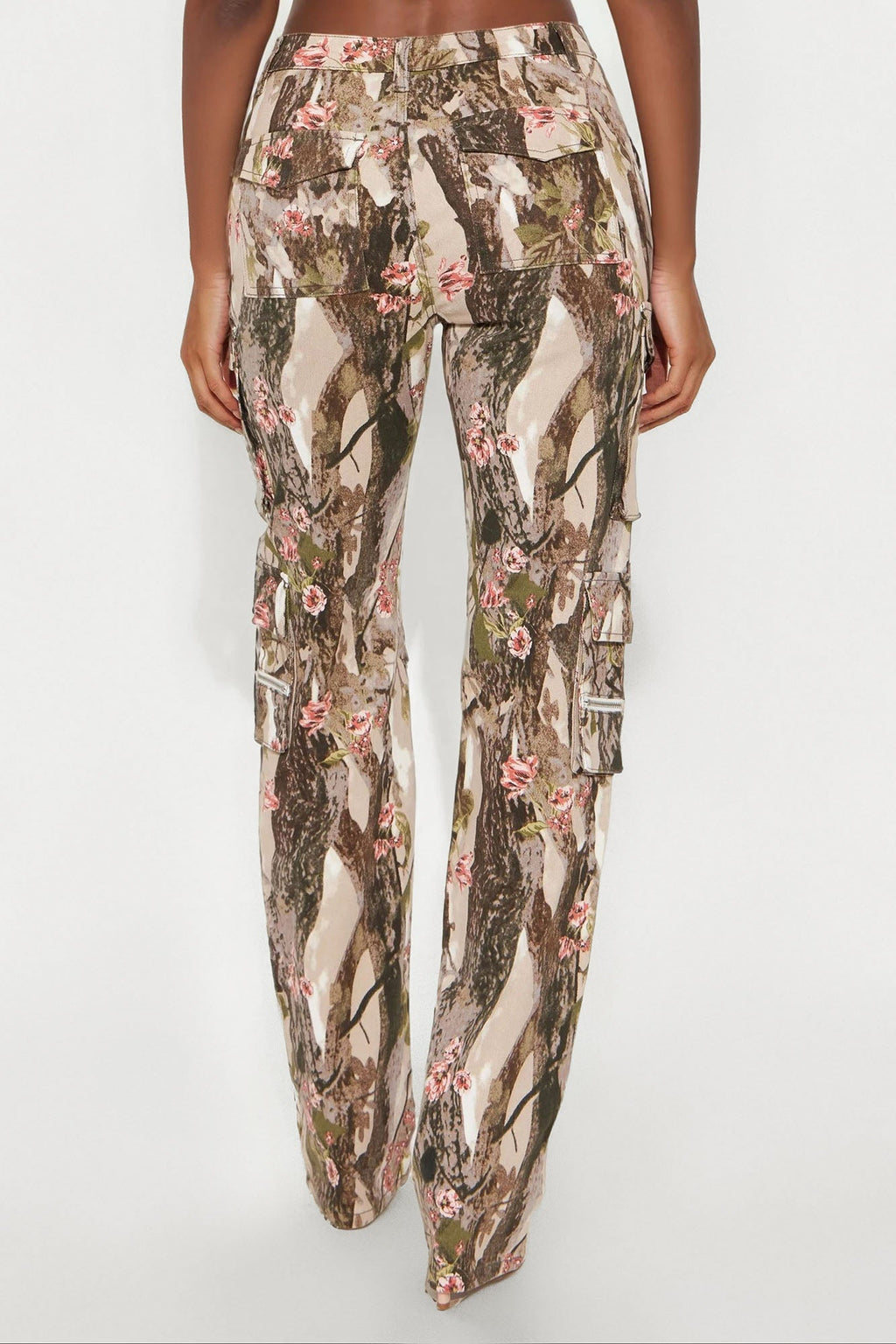 Tall By A Long Shot Floral Camo Stretch Cargo Jeans - Taupe/combo