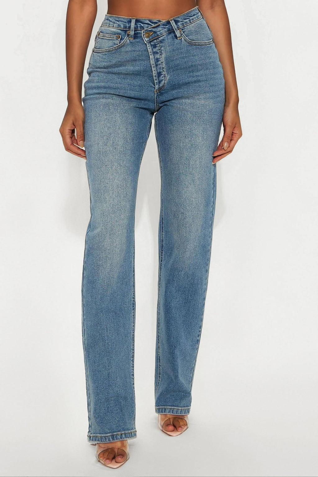 Tall In Sync Stretch Crossover Straight Leg Jeans - Dark Wash