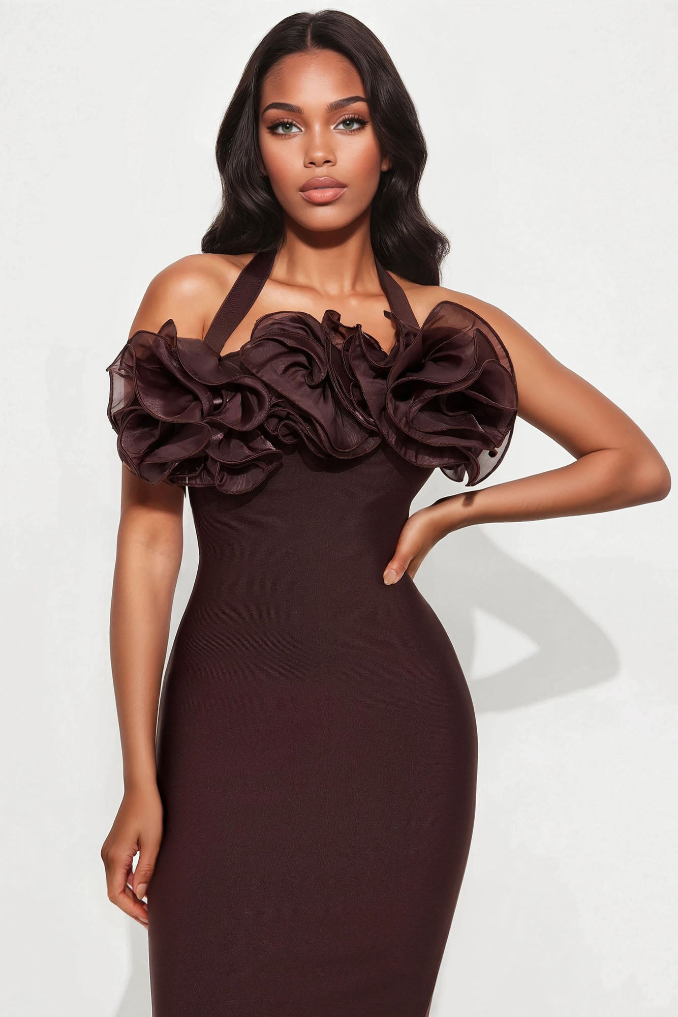 Ivonne Bandage Midi Dress - Chocolate