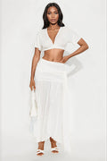 Midnight In Mykonos Sheer Mesh Maxi Skirt - White