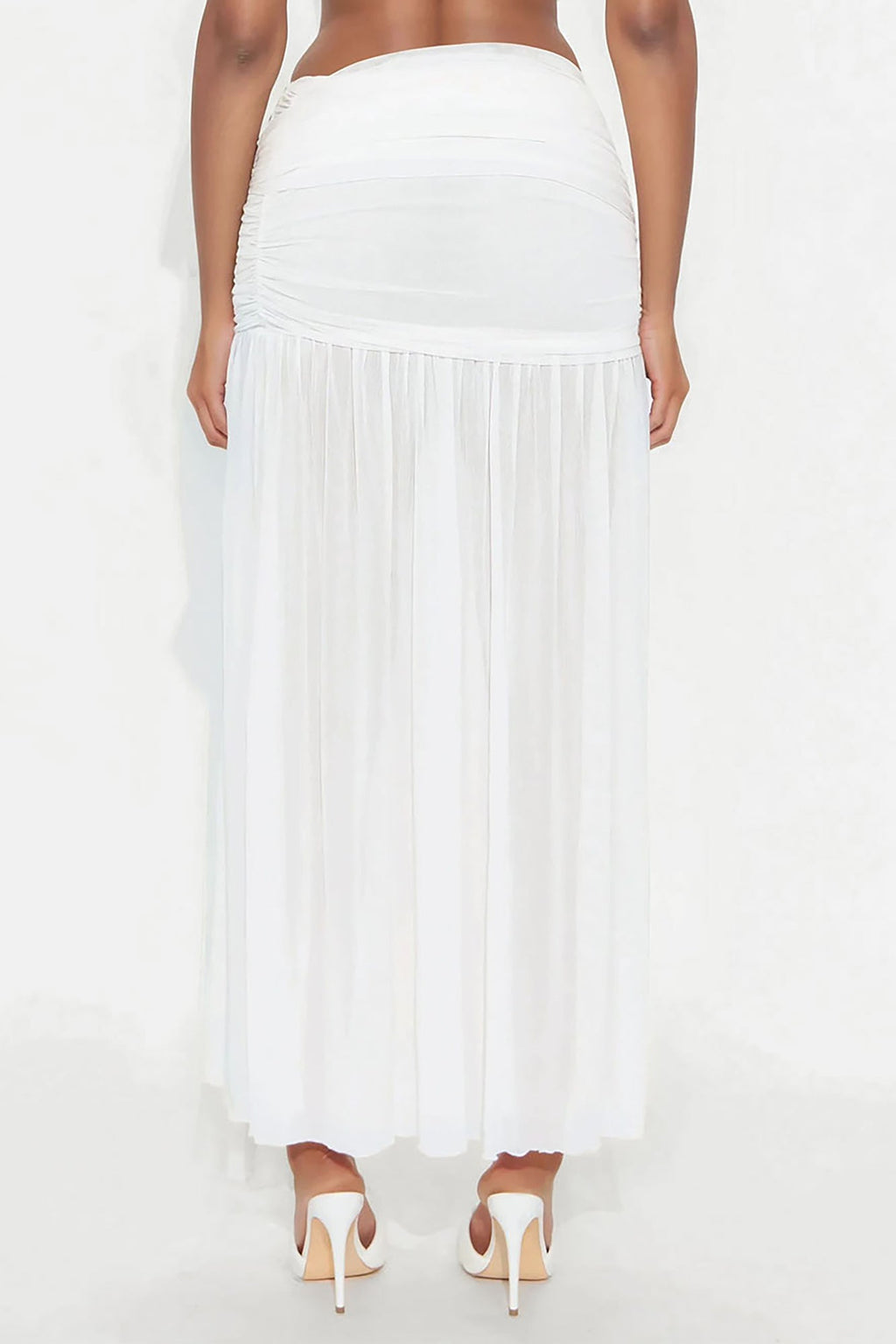 Midnight In Mykonos Sheer Mesh Maxi Skirt - White