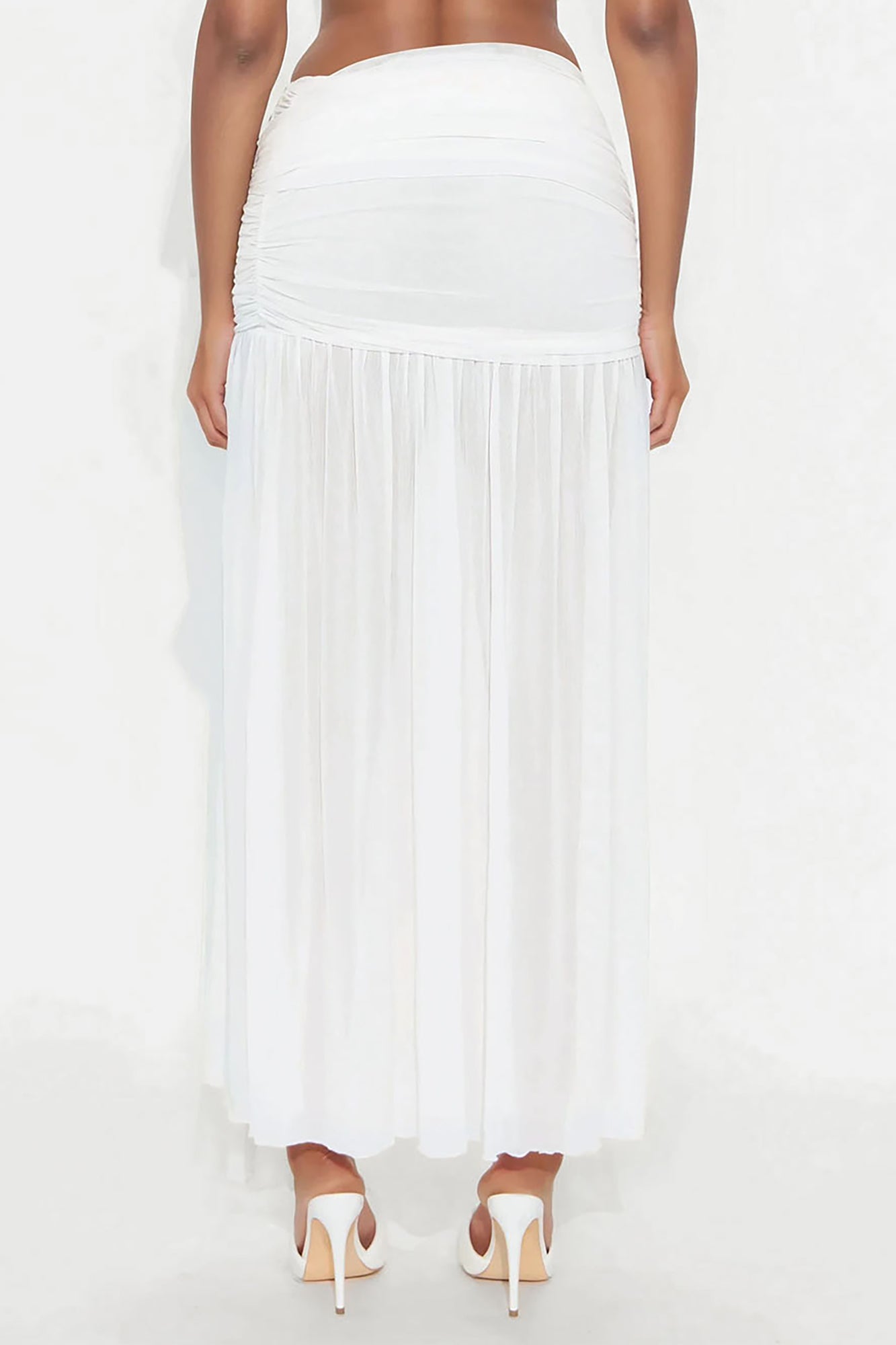 Midnight In Mykonos Sheer Mesh Maxi Skirt - White