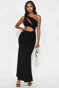 Outside For The Night Glitter Maxi Dress - Black