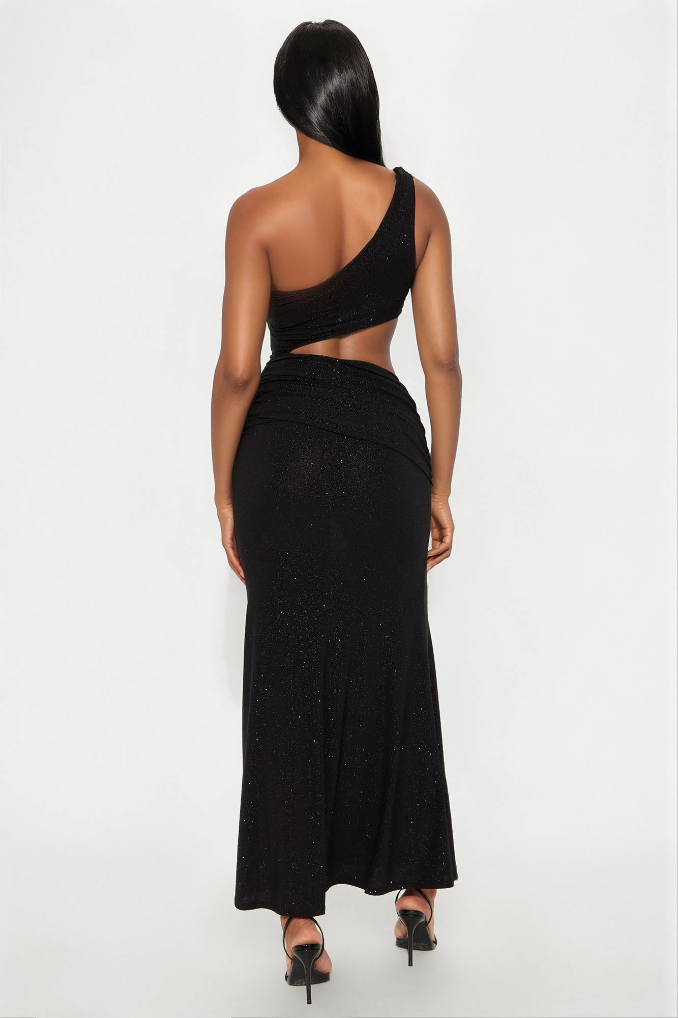Outside For The Night Glitter Maxi Dress - Black