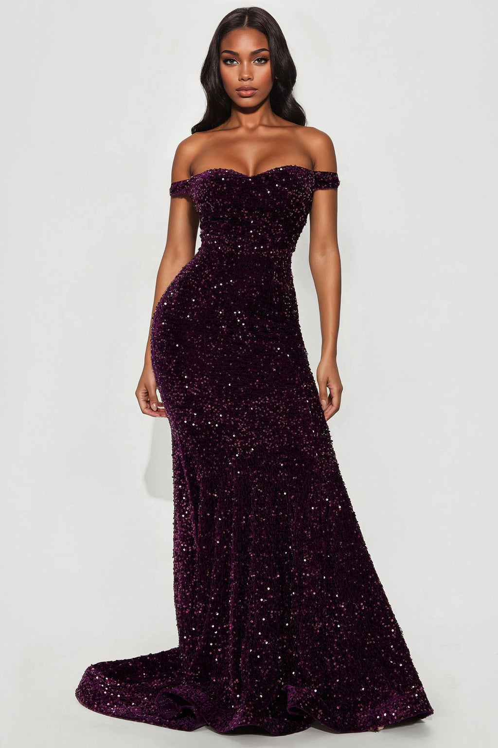 Alora Sequin Maxi Gown - Plum