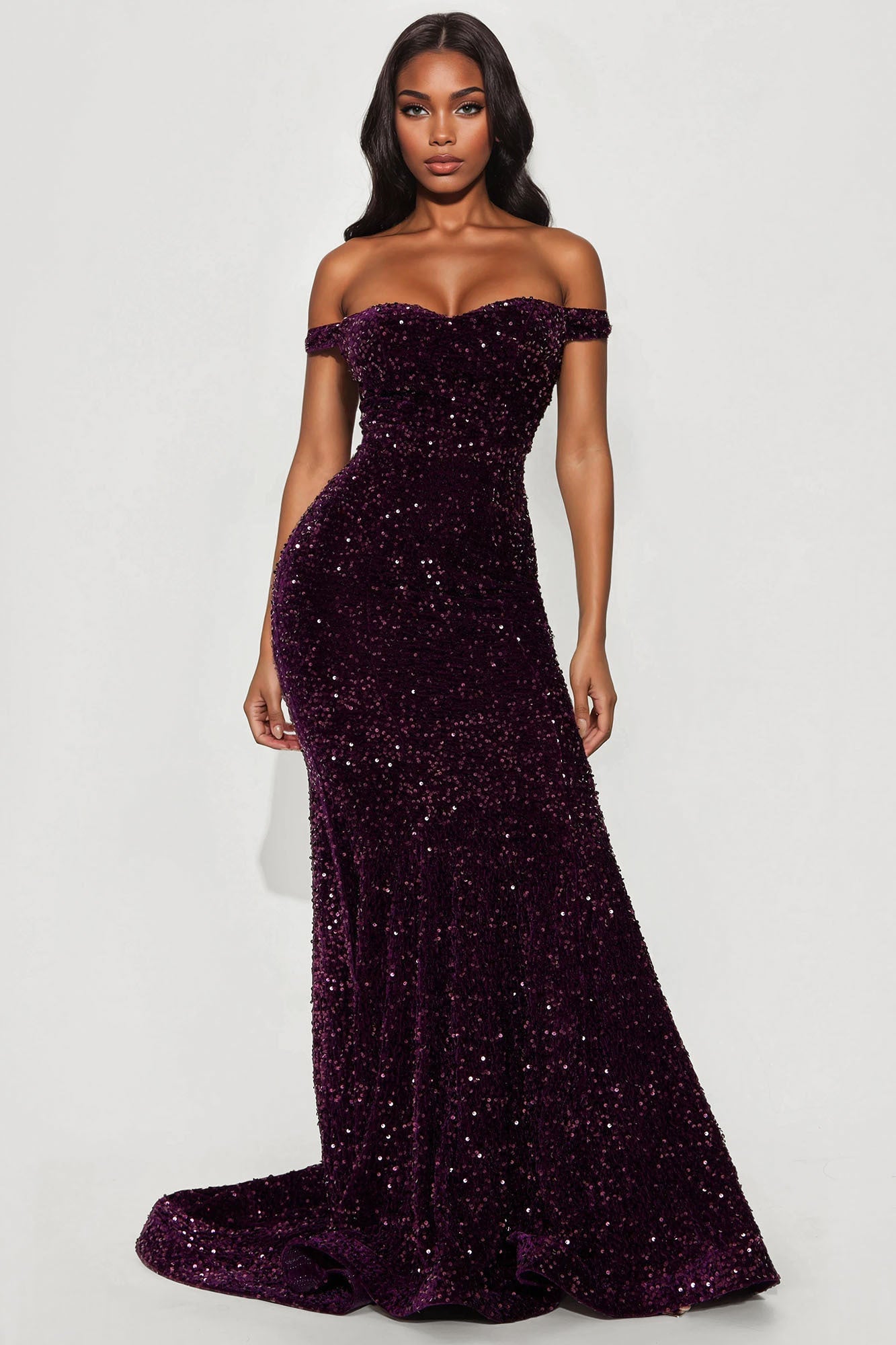 Alora Sequin Maxi Gown - Plum