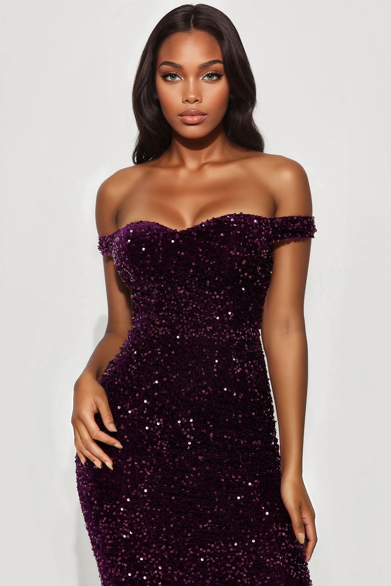 Alora Sequin Maxi Gown - Plum